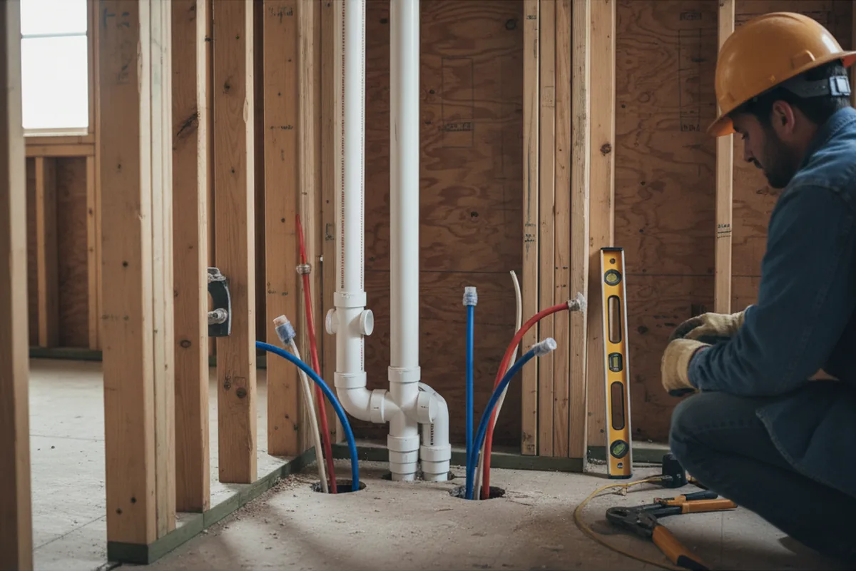 Drain and supply rough-in during Leak Detection in Frankford